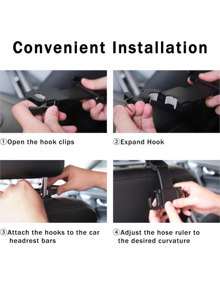 Gancho Ajustable OATSBASF para Reposacabezas de Coche - Negro