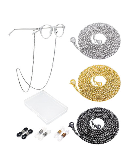 Cadena de Gafas 3 PCS Acero Inoxidable Unisex Elegante