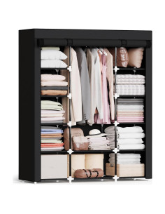 Armario Portátil Mavivegue 5 Capas Negro 175 cm Almacenamiento