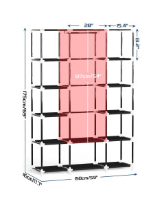 Armario Portátil Mavivegue 5 Capas Negro 175 cm Almacenamiento 2