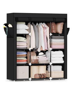 Armario Portátil Mavivegue 4 Capas Negro 149.86x45.72x162.56 cm