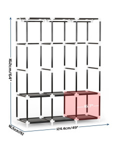 Armario Portátil Mavivegue Gris, 4 Varillas Colgantes, 130 cm 2