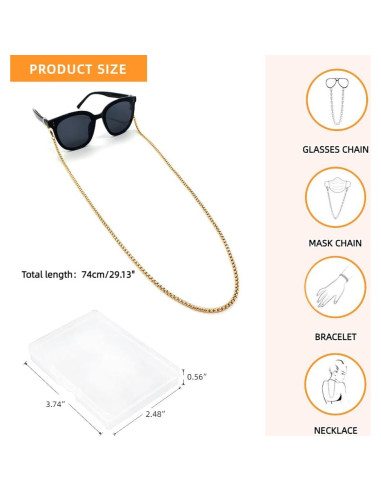 Cadena de Gafas 3 PCS Acero Inoxidable Unisex Elegante