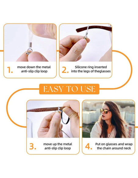 Cadena de Gafas 3 PCS Acero Inoxidable Unisex Elegante