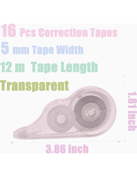 16 Cintas Correctoras Transparentes Tramboo 12m para Oficina