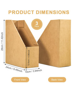 Soporte de Revistas de Cartón SAYEEC - Paquete de 3 - Organizador de Escritorio 2