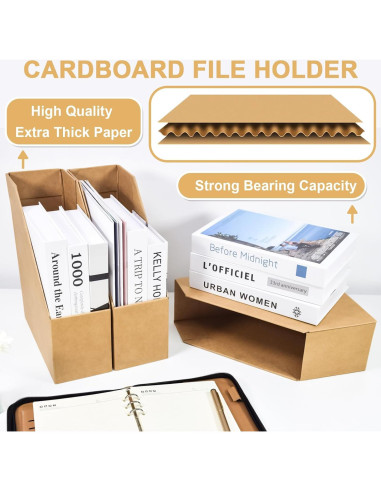 Soporte de Revistas de Cartón SAYEEC - Paquete de 3 - Organizador de Escritorio