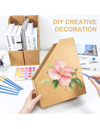 Soporte de Revistas de Cartón SAYEEC - Paquete de 3 - Organizador de Escritorio