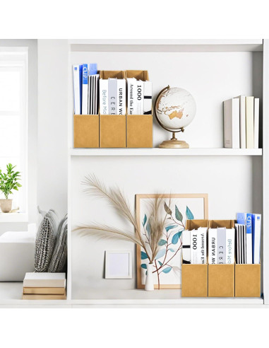 Soporte de Revistas de Cartón SAYEEC - Paquete de 3 - Organizador de Escritorio