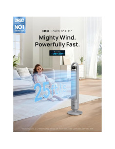 Ventilador de Torre Dreo TF117 Gris, 4 Velocidades, 90 Oscilación, Silencioso 28dB 2