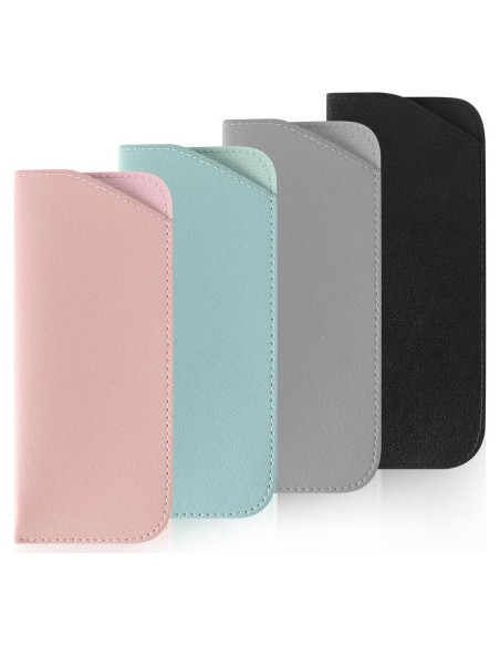 4 Fundas de Gafas de Cuero PU Portátiles Multicolor