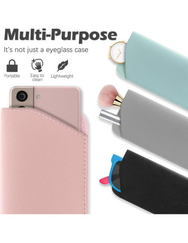 4 Fundas de Gafas de Cuero PU Portátiles Multicolor