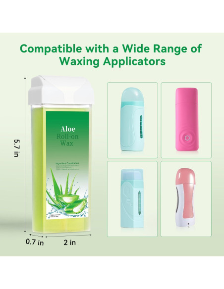 Cera Roll On WaxPro Aloe para Depilación - 4 Rodillos + 50 Tiras