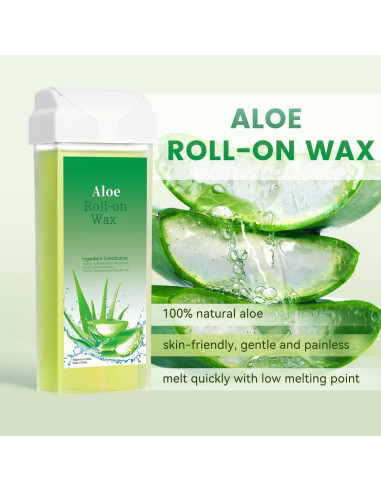 Cera Roll On WaxPro Aloe para Depilación - 4 Rodillos + 50 Tiras