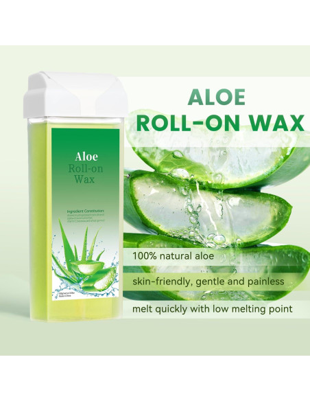 Cera Roll On WaxPro Aloe para Depilación - 4 Rodillos + 50 Tiras