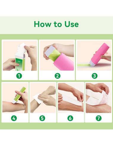 Cera Roll On WaxPro Aloe para Depilación - 4 Rodillos + 50 Tiras