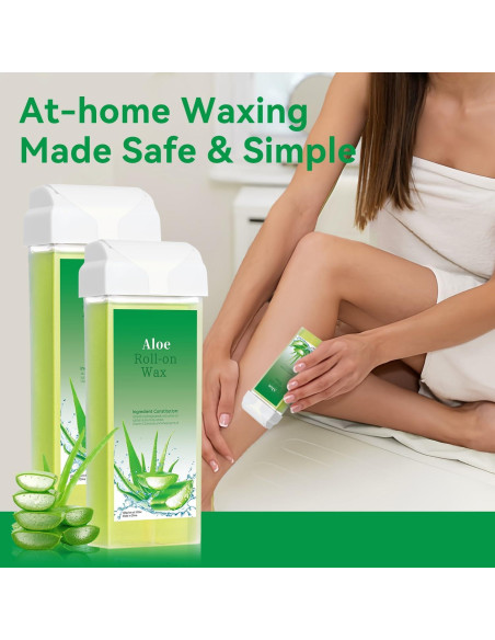 Cera Roll On WaxPro Aloe para Depilación - 4 Rodillos + 50 Tiras