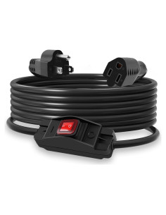 Cable de Extensión Impermeable 15FT Delgada con Interruptor 125V