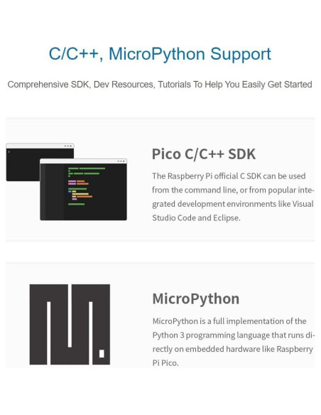 Placa de Desarrollo Waveshare RP2040-One 4MB Flash USB-A
