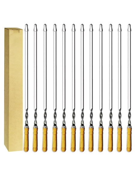 Set de 12 Pinchos de Kebab Antallcky 56 cm Acero Inoxidable