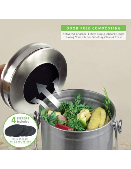 Contenedor de Compost Abakoo 4.9L Acero Inoxidable 304