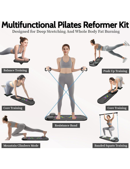 Tabla de Reformer de Pilates TAXRATINER 6 en 1 Plegable 98x30.5cm