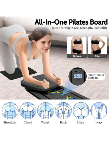 Tabla de Reformer de Pilates TAXRATINER 6 en 1 Plegable 98x30.5cm