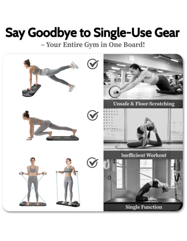 Tabla de Reformer de Pilates TAXRATINER 6 en 1 Plegable 98x30.5cm