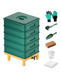 Compostador de Lombrices TOP XIAN 85L 5 Capas Verde
