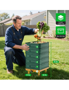 Compostador de Lombrices TOP XIAN 85L 5 Capas Verde 2