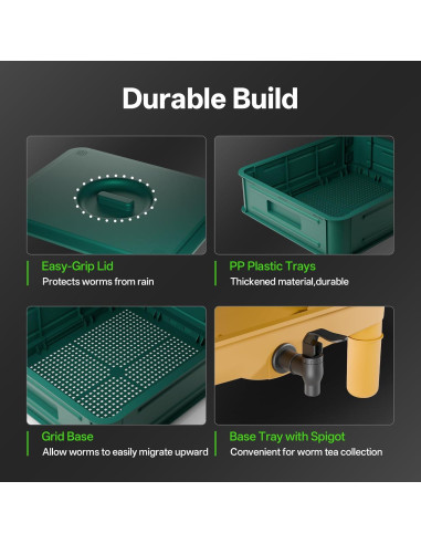 Compostador de Lombrices TOP XIAN 85L 5 Capas Verde