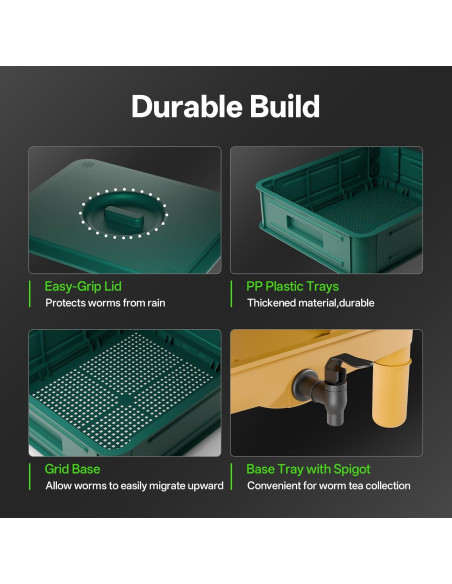 Compostador de Lombrices TOP XIAN 85L 5 Capas Verde