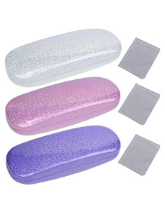Estuche de Gafas 3 Piezas PU Protector con Paño de Limpieza