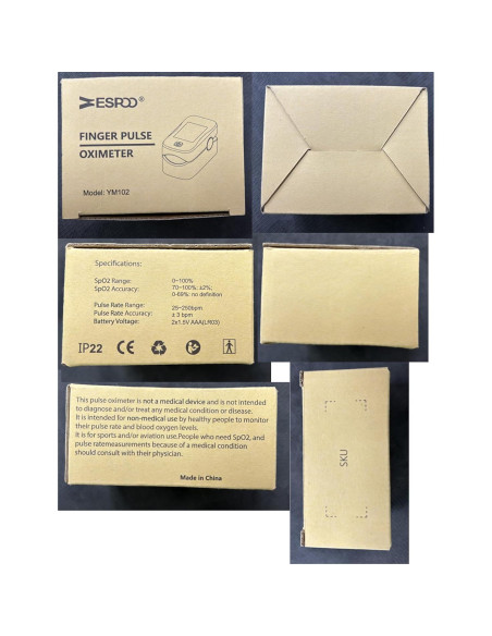 Oxímetro de Pulso ESPOO con Pantalla LED y 2 Pilas AAA