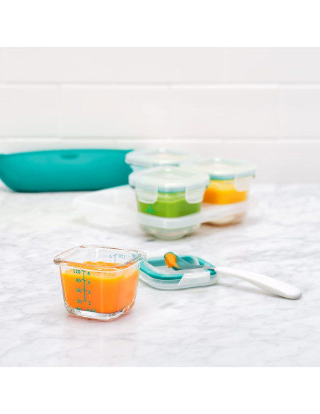 Contenedores de Almacenamiento OXO Tot Vidrio 4 oz Verde Azulado