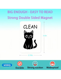 Imán de Lavavajillas Limpio Sucio BEITEMAT Gato Negro 8.89x5.56cm 2