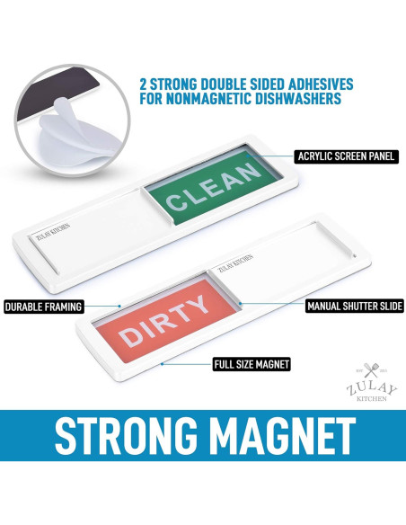 Imán de Lavavajillas Limpio Sucio Zulay Kitchen - Acrílico Blanco