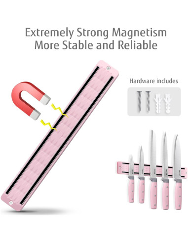 Juego de cuchillos de cocina hecef 6 piezas acero inoxidable rosa