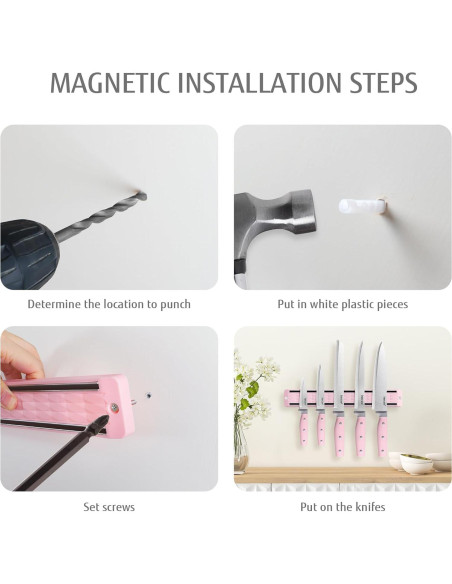 Juego de cuchillos de cocina hecef 6 piezas acero inoxidable rosa