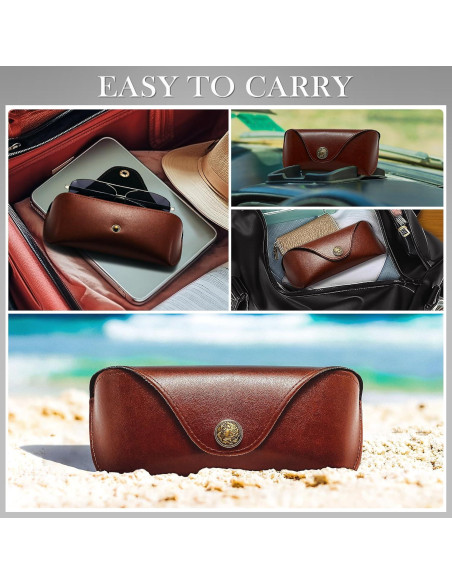Estuche de Gafas SUNGAIT de Cuero Marrón - Delgado y Duradero