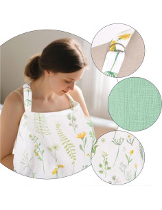 2 Cubiertas de Lactancia Muselina Algodón Verde Suave 2