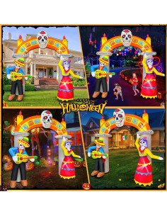 Arco Inflable de Halloween KOOY 2.79m con Calavera y LED 2