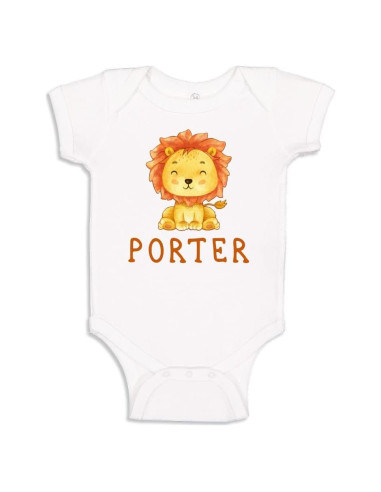 Body de Bebé Personalizado León - Algodón 0-3 Meses Blanco