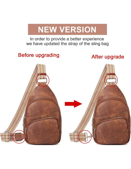 Bolso Bandolera CLUCI de Cuero Vegano para Mujeres - Marrón