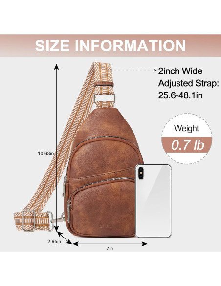 Bolso Bandolera CLUCI de Cuero Vegano para Mujeres - Marrón