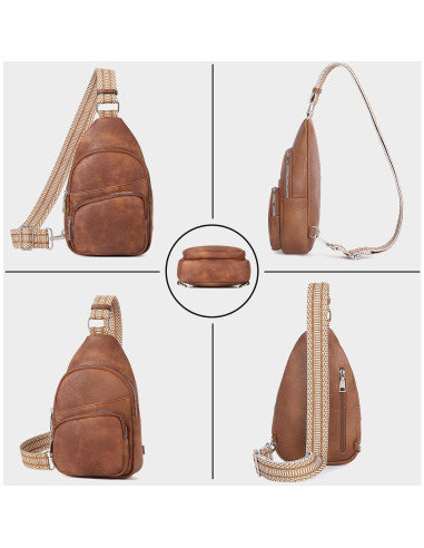 Bolso Bandolera CLUCI de Cuero Vegano para Mujeres - Marrón