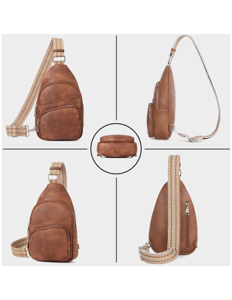 Bolso Bandolera CLUCI de Cuero Vegano para Mujeres - Marrón