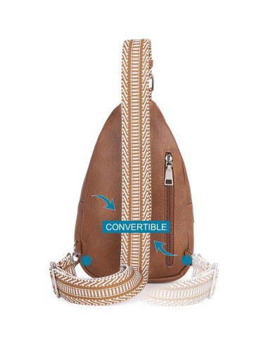 Bolso Bandolera CLUCI de Cuero Vegano para Mujeres - Marrón