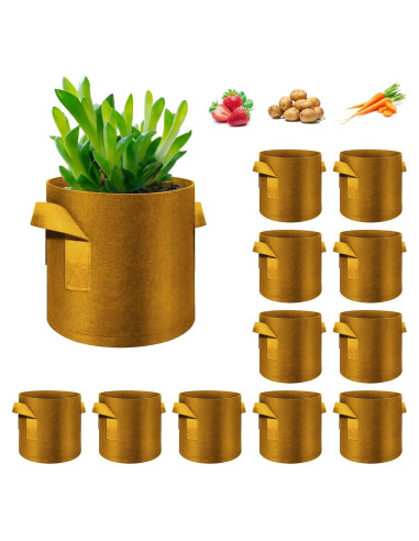 Paquete de 12 bolsas de cultivo WHATWEARS 3 Galones Marrón