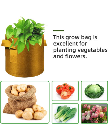 Paquete de 12 bolsas de cultivo WHATWEARS 3 Galones Marrón